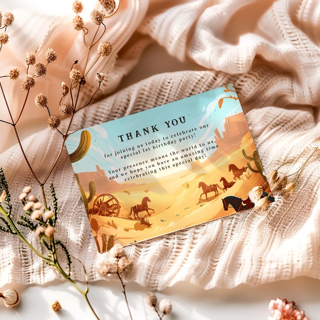 Carte De Remerciements Rustic Cowboy Rodeo 1st Birthday Celebration (Créateur téléchargé)