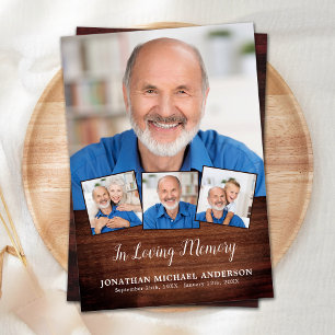 Carte De Remerciements Rustic Elegant 4 Photo Collage Sympathy Funeral