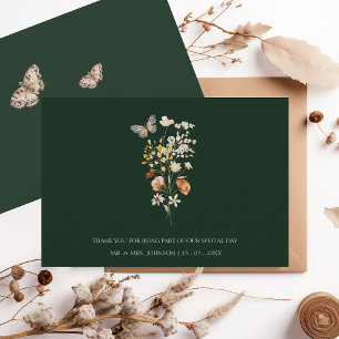 Carte De Remerciements Rustic Emerald Green Fleur sauvage Mariage