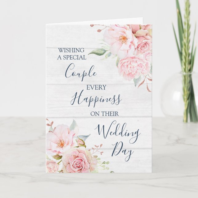 Carte De Remerciements Rustic Floral Wedding Day Congratulations Card (Devant)