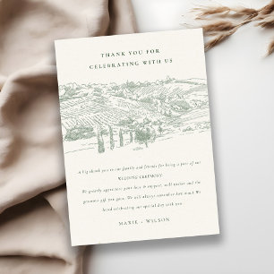 Carte De Remerciements Rustic Green Winery Mountain Mariage croquis