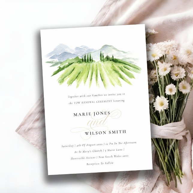 Carte De Remerciements Rustic Green Winery Vineyard Vow Renouvellement In (Créateur téléchargé)