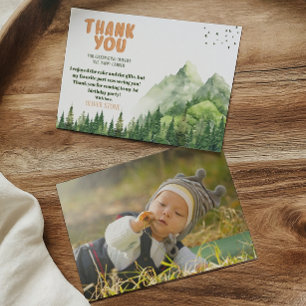 Carte De Remerciements Rustic Happy Camper Photo de premier anniversaire 