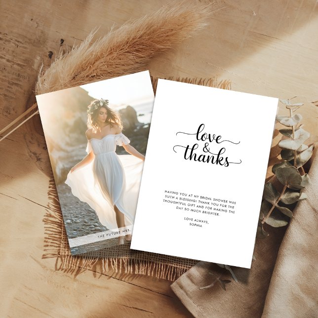 Carte De Remerciements Rustic Love & Thanks Fête des mariées Beach Photo (Créateur téléchargé)