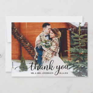 Carte De Remerciements Rustic Modern Calligraphy Script Mariage photo
