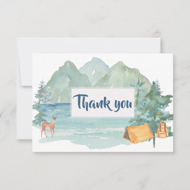 Carte De Remerciements Rustic Mountains Baby shower d'Aventure Couples (Devant)