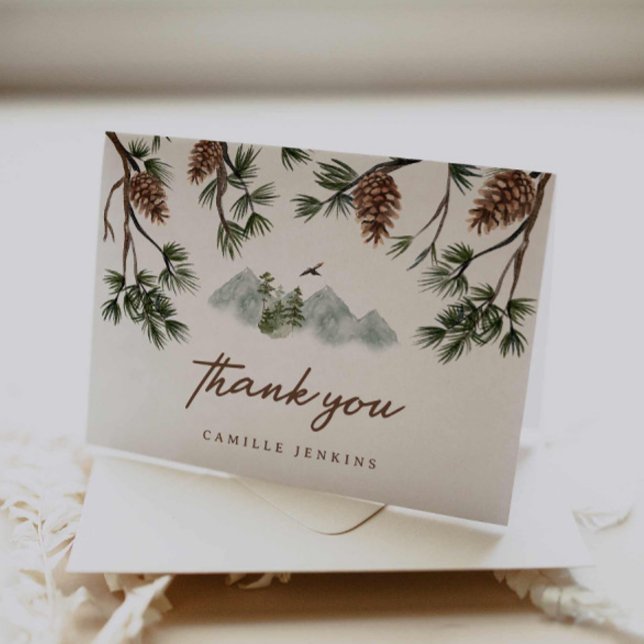 Carte De Remerciements Rustic Mountains Boy Baby shower (Woodland Forest Baby Shower Thank you card)