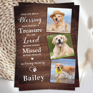 Carte De Remerciements Rustic Pet Loss Personnalisé 3 Photo Dog Memorial