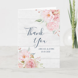 Carte De Remerciements Rustic Pink Floral Spring Wedding Thank You Card