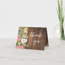 Carte De Remerciements Rustic Pink Safari Shower Thank You Folded Card