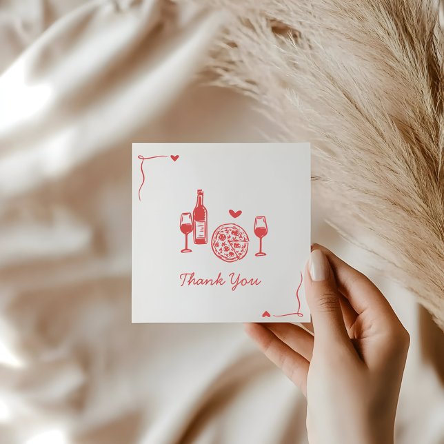 Carte De Remerciements Rustic Pizza & Wine Mariage civil (Créateur téléchargé)