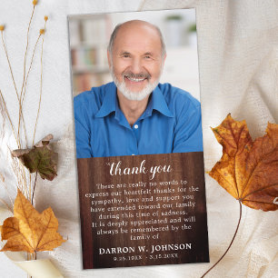 Carte De Remerciements Rustic Simple Memorial Photo Funéraire Sympathie q
