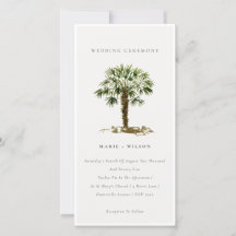 Rustic Tropical Beach Palm Trees Mariage Inviter