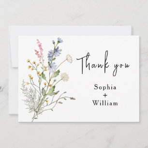 Carte De Remerciements Rustic Watercolor Fleur sauvage thème Mariage mode