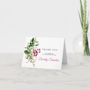 Carte De Remerciements Rustic Winter Botanical 100th Birthday Photo