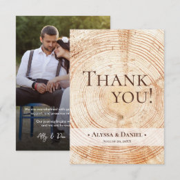 Carte De Remerciements Rustic Wood Mariage Photo petite