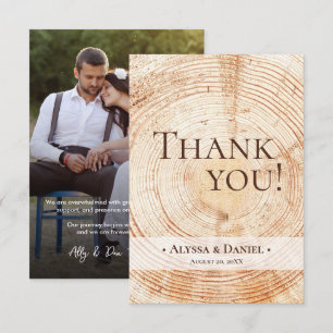 Carte De Remerciements Rustic Wood Mariage Photo petite