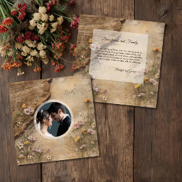 Carte De Remerciements Rustic Wooden Bohemian Floral Wedding photo
