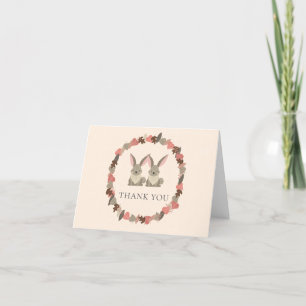 Carte De Remerciements Rustic Woodland Animals Twins Thank You