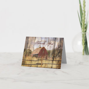 Carte De Remerciements rustique automne ouest pays rouge grange mariage