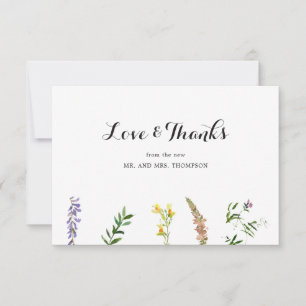 Carte De Remerciements Rustique Boho Floral Fleur sauvage Élégant mariage