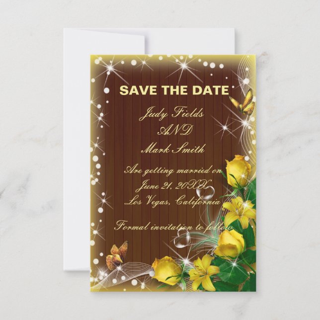 Carte De Remerciements Rustique Bois foncé Jaune Floral Enregistrer La Da (Devant)
