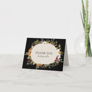 Carte De Remerciements Rustique Botanique Automne Floral Horizontal avec 