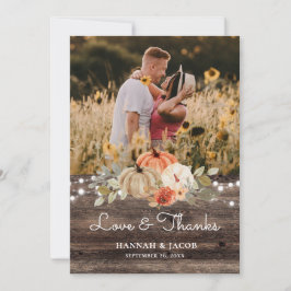 Carte De Remerciements Rustique Citrouille Mariage de automne Amour et Me