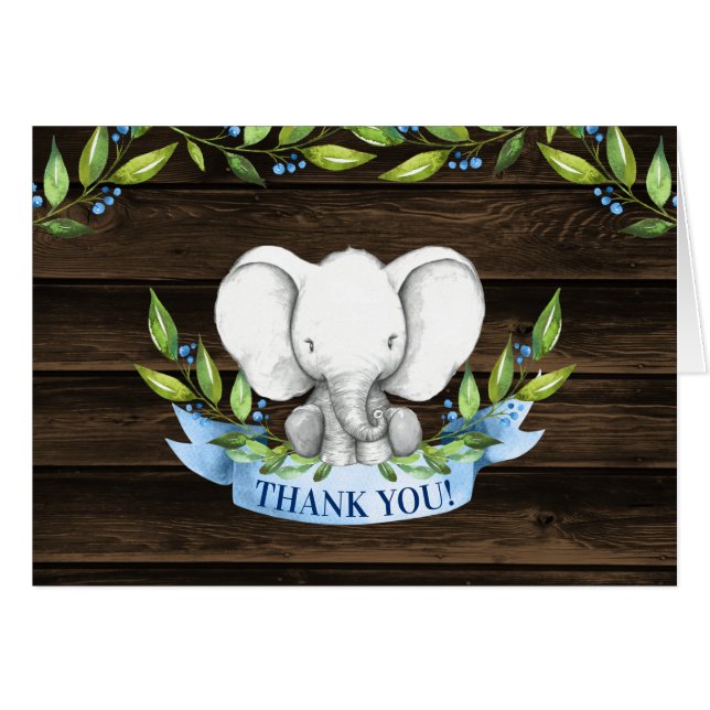 Carte de remerciements rustique de baby shower de (Devant Horizontal)