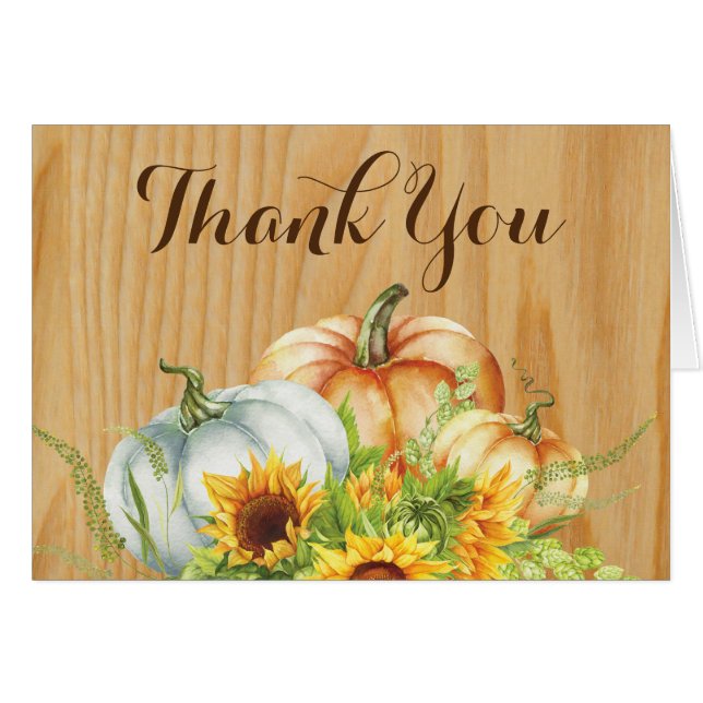 Carte de remerciements rustique de tournesol de (Devant Horizontal)