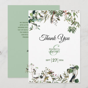 Carte De Remerciements Rustique Eucalyptus Feuille Vintage Mariage de ver