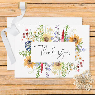 Carte De Remerciements Rustique Fleurs sauvages d'été et Mariage de tourn