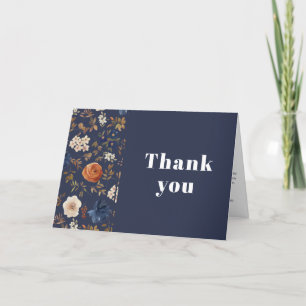 Carte De Remerciements Rustique Floral Boho Navy Mariage photo