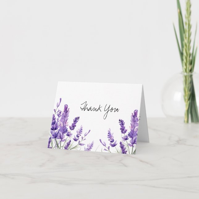 Carte De Remerciements Rustique Floral Chic Lavender Fête des mariées (Devant)