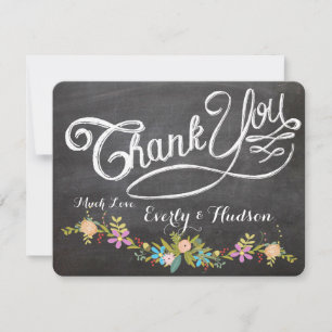 Carte De Remerciements Rustique Floral Garland Chalkboard Mariage