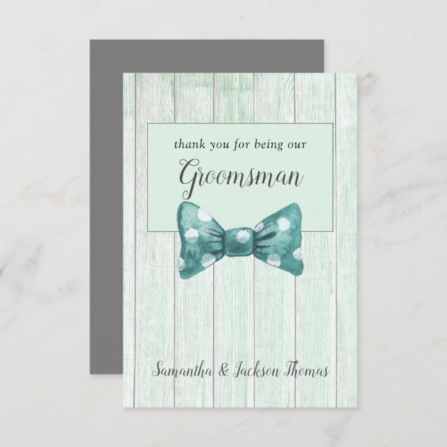 Carte de remerciements rustique Groomsman (Devant / Derrière)