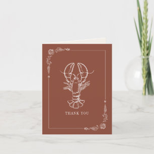 Carte De Remerciements Rustique Homard Terracotta Beach Mariage