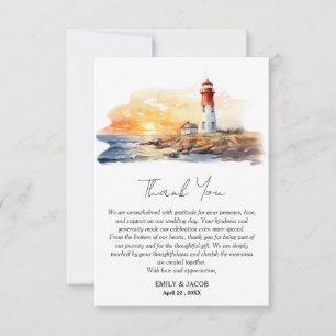 Carte De Remerciements Rustique Light House Mariage nautique côté mer
