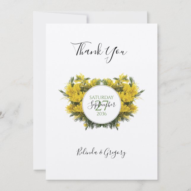 Carte De Remerciements Rustique Mariage Acacia Wattle (Dos)