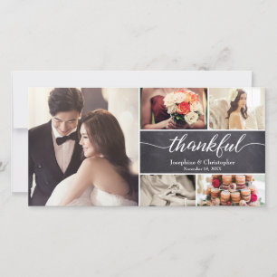 Carte De Remerciements Rustique mariage Thankful Horizontal photo collage
