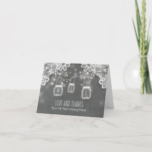 Carte De Remerciements Rustique Mason Jar Lumières et dentelle Mariage Me