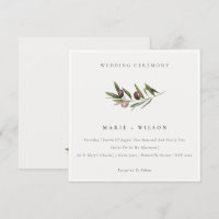 Rustique minimal Olive Branche Foliage Mariage Inv