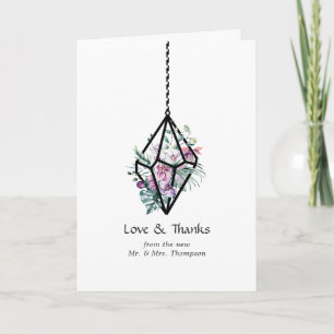 Carte De Remerciements Rustique Pastel Floral Terrarium Jardin Mariage