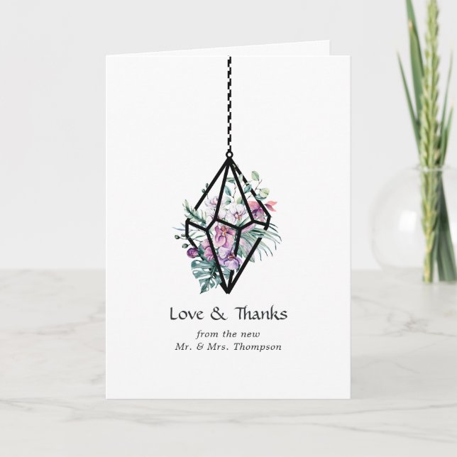 Carte De Remerciements Rustique Pastel Floral Terrarium Jardin Mariage (Devant)