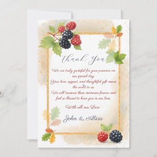 Carte De Remerciements Rustique romantique Berry Mariage photo Retour