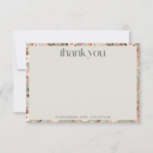 Carte De Remerciements Rustique Sage Vert Floral Boho Personnalisé Mariag