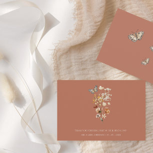 Carte De Remerciements Rustique Terracotta Automne Fleur sauvage Mariage