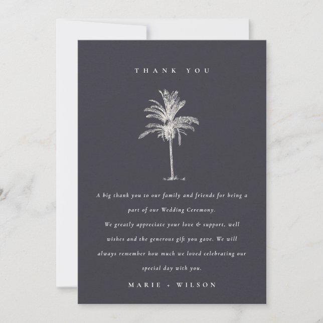 Carte De Remerciements Rustique Tropical Palm Tree Marine Kraft Mariage (Devant)