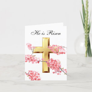 Carte De Remerciements Sa est Ressuscité Aquarelle Croix de Fleur de Pâqu