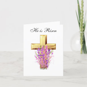 Carte De Remerciements Sa est Ressuscité Aquarelle Croix de Pâques Floral